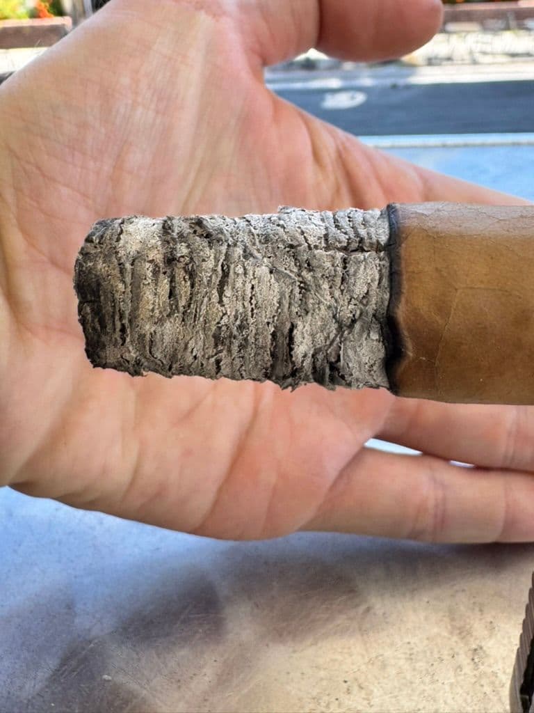 Byron Elegantes with long even ash on a metal table